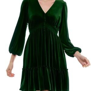 Taylor 1X Elegant Green Velvet Dress